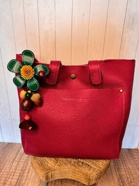 Summer Daisy Green Purse Charm Genuine Leather Sunflower Flower Bag Charm NEW!